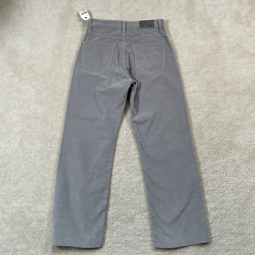 NWT Mavi Sheila Corduroy Pants Womens 27 Gray Raw Hem High Rise Straight Leg - Picture 3 of 11